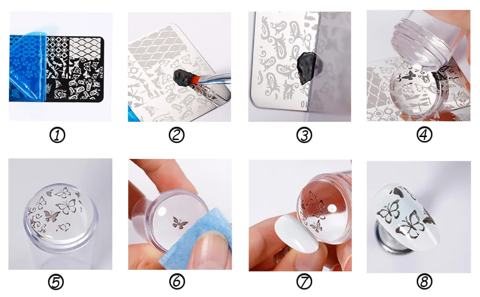 Nail Art Stamper Set 28mm Transparent Nial Stamper and Scraper Set,4pcs Clear Jelly Silicone Nail Stamper Head Tools (S-3) - nail art