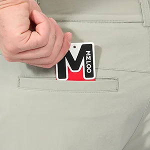 MELOO Men's Golf Dress Pants - Stretch Slim Fit Slacks Water Resistant Work Casual Trousers Pockets Light Grey Large - back pocket