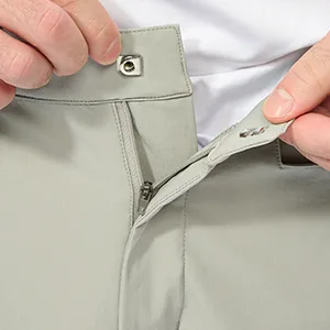 MELOO Men's Golf Dress Pants - Stretch Slim Fit Slacks Water Resistant Work Casual Trousers Pockets Light Grey Large - zip fly