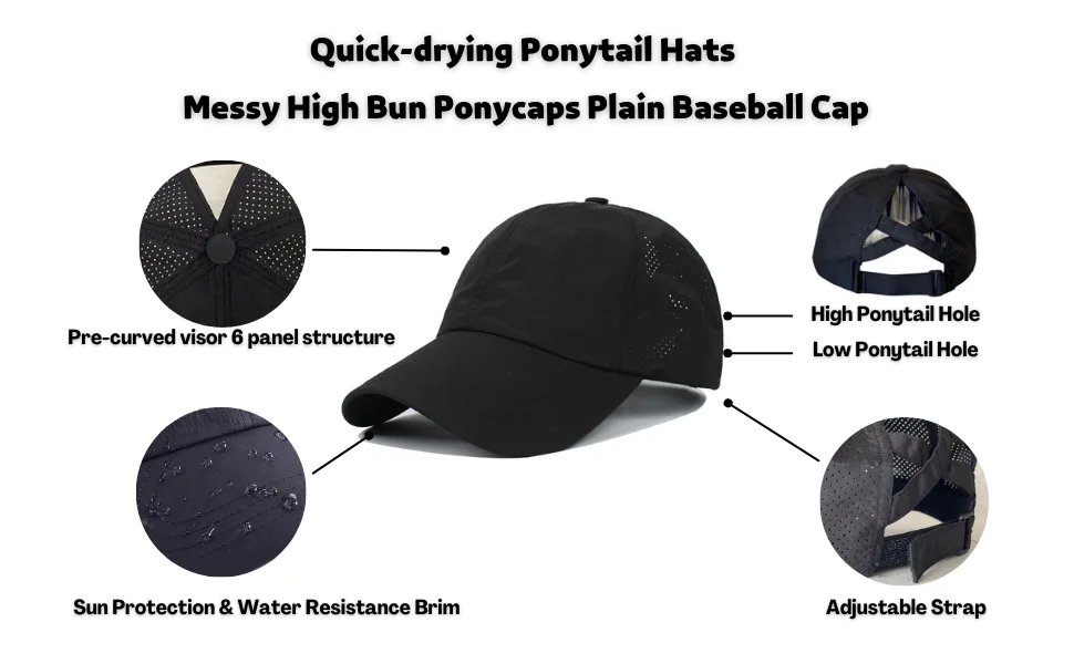Criss Cross Ponytail Hat Washed Distressed Mesh Womens Baseball Cap Dad Hat Ponytail Hat for Women Sgx-black - Hats for women