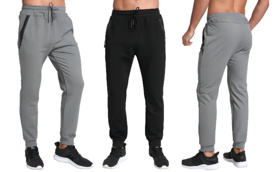 STICKON Mens Casual Joggers Sweatpants Athletic Track Pants with Zipper Pockets Black X-Large - joggers for men