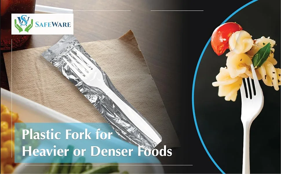 Safeware (500 Pcs) -Individually Wrapped White Medium Weight Plastic Fork - Ideal for Party, BBQ, Picnic, Home, Office, Restaurant Use. - individual wrap fork