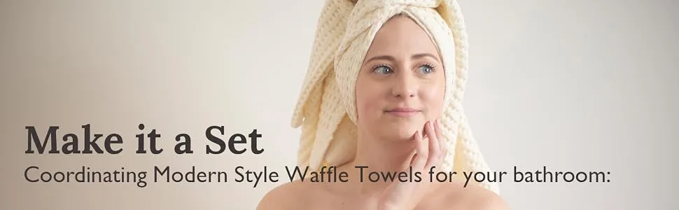 Gilden Tree Waffle Towel Quick Dry Thin Exfoliating Washcloths for Face Body, Modern Style (Stone) - make it a bath towel set with matching waffle towels