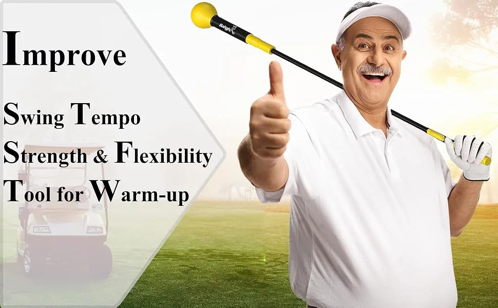Greatlizard Golf Swing Training Aid Golf Swing Trainer Aid Golf Practice Warm-Up Stick for Strength Flexibility and Tempo Training Golf Accessories for Men and Women Black 48" - golf swing trainer aid