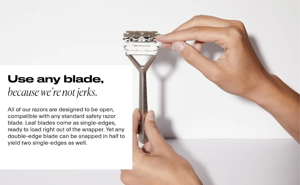The Leaf Razor, Chrome - Plastic-Free, Three-Blade, Pivoting Head Razor for Women & Men - Use any blade you want - because we