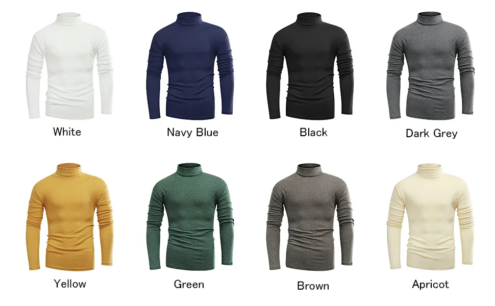 Beauhuty Men's Basic Turtleneck Long Sleeve T-Shirts Fleece Knitted Casual Pullover Top Black Large - product information 1