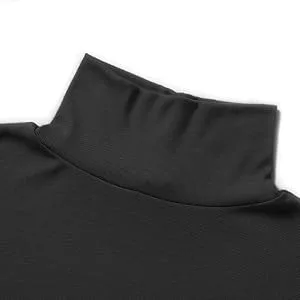 Beauhuty Men's Basic Turtleneck Long Sleeve T-Shirts Fleece Knitted Casual Pullover Top Black Large - product information 3