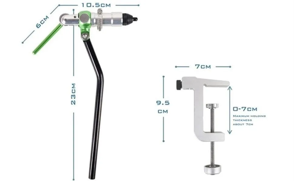 M MAXIMUMCATCH Maxcatch Rotary Fly Tying Vise Alloy Travel Vise TVC Green Fly Vise - size information