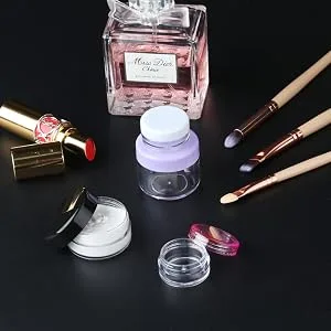 Accmor 15 Pieces Empty Clear Plastic Sample Containers with Lids 10/15/ 20 Gram Size Cosmetic Pots Jars with 5 Pieces Mini Spatulas Multi-colored - product information 5