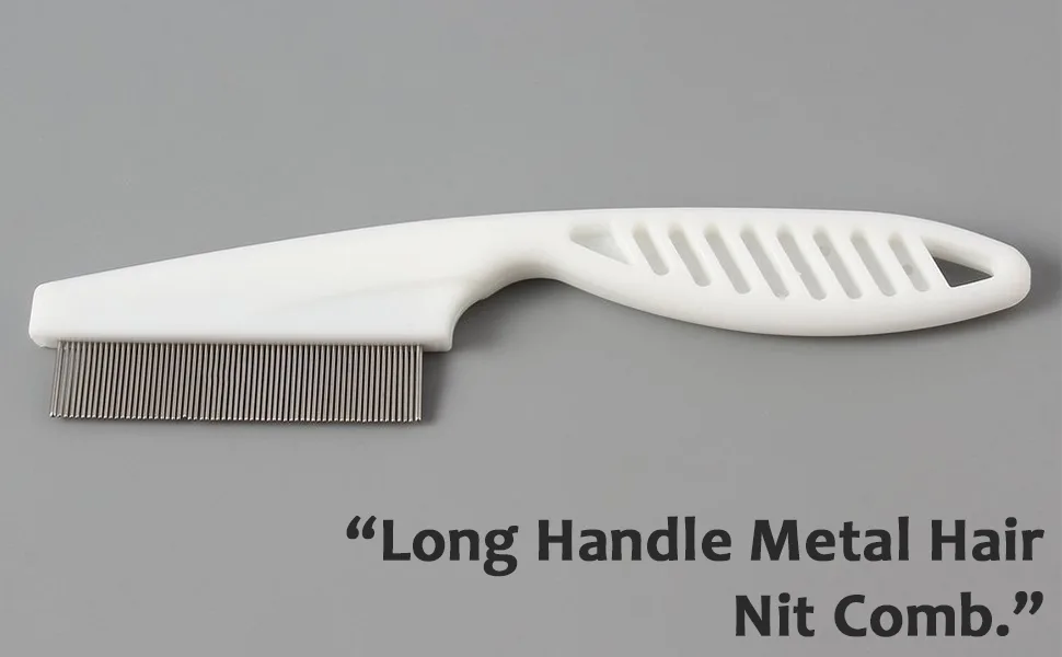 1 Piece Metal Hair Nit Comb With Long Handle Remove Head Nits Fine Metal Tooth Nit Comb For Adults Kids And Pets (White) - product information 2