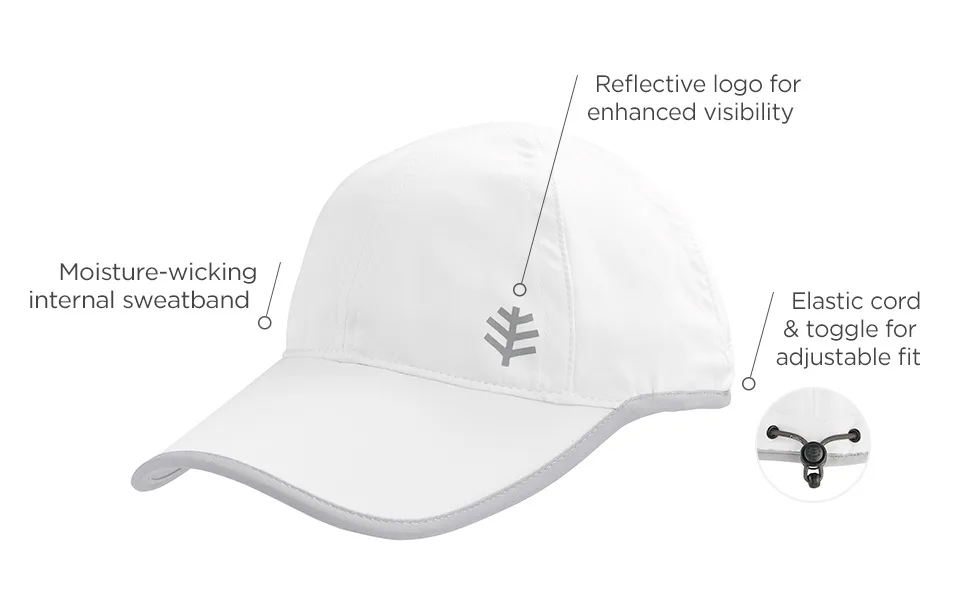 Coolibar UPF 50+ Men's Women's Lenny Sport Cap - Sun Protective XX-Large White/Silver - Coolibar