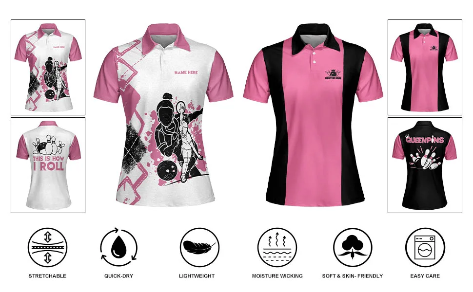 LASFOUR Personalized Eagle American Flag Bowling Shirts for Women, Custom Quick-Dry Bowling Team Polo Shirts for Women Dt30 - womens retro bowling shirts