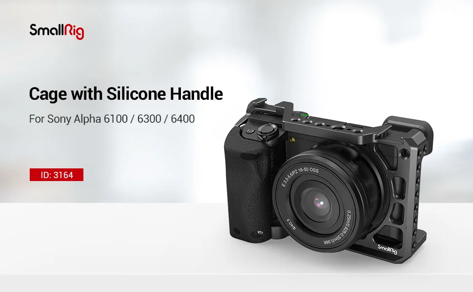 SmallRig Cage with Silicone Handgrip & Cold Shoe for Sony a6100, a6300, a6400 - 3164 - 3164