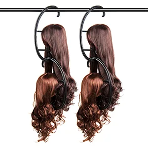 Dreamlover Hanging Wig Stand, Wig Head for Wigs, 4 Sets Black - Save More Space