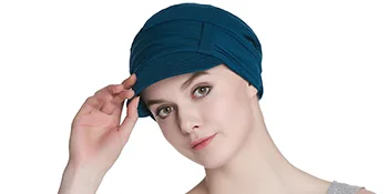 Breathable Bamboo Lined Cotton Hat and Scarf Set for Women Blue Floral - cotton bamboo cap