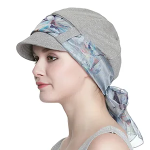 Breathable Bamboo Lined Cotton Hat and Scarf Set for Women Blue Floral - product information 13