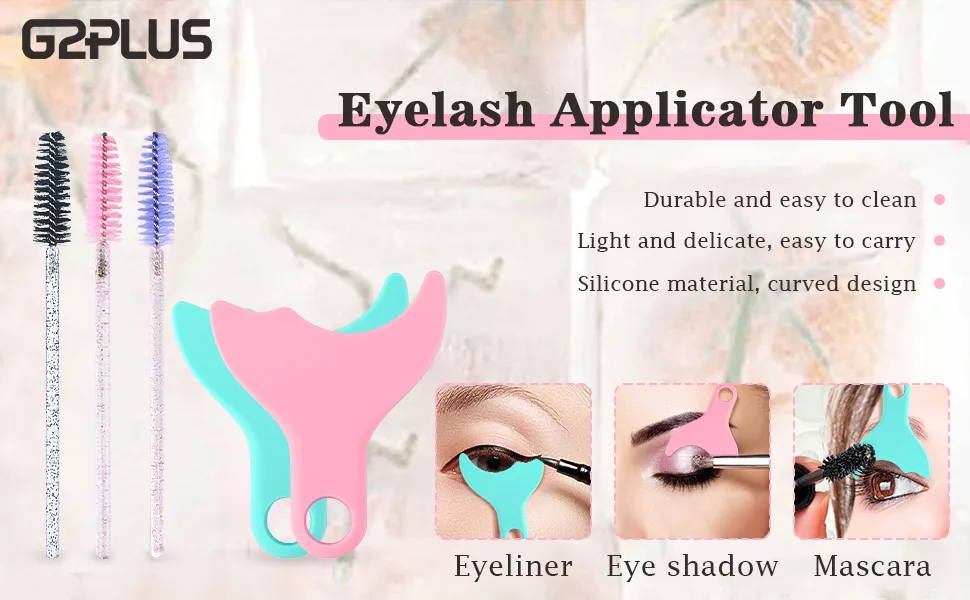 G2PLUS Mascara Shield Guard, Eyelash Makeup Applicator Tool, Eyeliner Auxiliary Tool Pads, Silicone Resusable Eyeshadow Guard Pads for Eye Makeup and Prevent Makeup Residue (Pink) - eyelash applicator tool