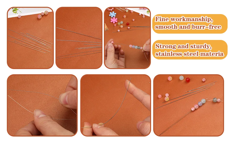 58 Pcs Beading Needles Set,50 Pcs Long Straight Beading Thread Needles, 8 Pcs Big Eye Beading Needles with Threader, Needle Bottle, Yarn Scissors,Tweezers for Bracelets and Jewelry Making - Beading Needles Set