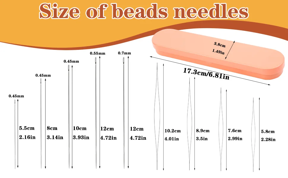 58 Pcs Beading Needles Set,50 Pcs Long Straight Beading Thread Needles, 8 Pcs Big Eye Beading Needles with Threader, Needle Bottle, Yarn Scissors,Tweezers for Bracelets and Jewelry Making - Beading Needles Set