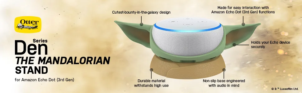 Made for Amazon, featuring The Mandalorian: The Child, Stand for Amazon Echo Dot (3rd Gen) - dot stand, dot 3rd gen stand, star wars, otterbox, otterbox echo dot stand,dot adjustable stand