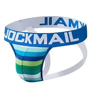 Mens Briefs Jock Strap Athletic Supporter Rainbow Cotton Men Sport Underwear Jockstrap for Gym Sport XX-Large Blue - blue
