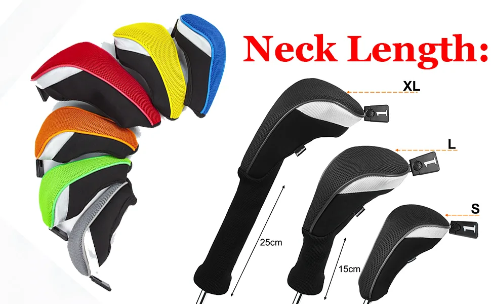 Andux 5pcs/Set Golf 460cc Driver Wood Head Covers with Long Neck and Interchangeable No. Tags Pink - Golf Driver Wood Head Covers