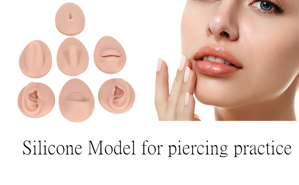 Body Piercing Practice Model Simulation Ear Model Soft Nose Tongue Model Silicone for Beginners (Medium Skin Color) - B0BQ3T1KW9
