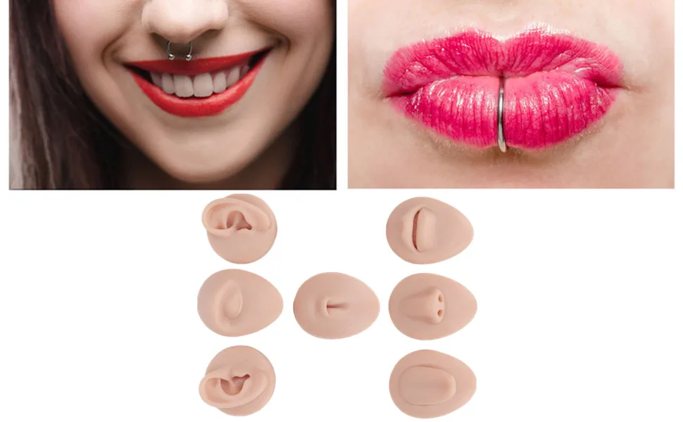Body Piercing Practice Model Simulation Ear Model Soft Nose Tongue Model Silicone for Beginners (Medium Skin Color) - B0BQ3T1KW9