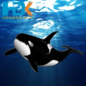 Hengda KITE-3D Kite for Kids & Adults, Huge Frameless Soft Parafoil Giant Black Dolphin Orcas Whale Breeze Kite - design