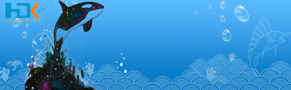 Hengda KITE-3D Kite for Kids & Adults, Huge Frameless Soft Parafoil Giant Black Dolphin Orcas Whale Breeze Kite - orcas kite
