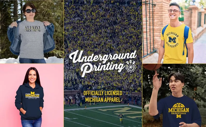 NCAA Officially Licensed College - University Team Color Arch Logo Hoodie Medium Michigan Wolverines Navy - Underground Printing UGP Campus Apparel Michigan Header