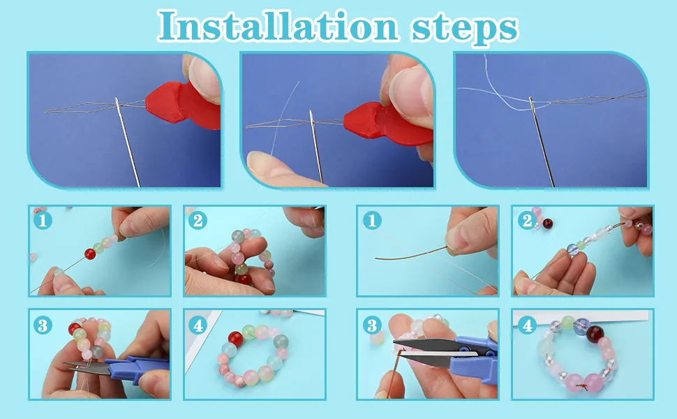 100 Pcs Beading Needles Set,75 Pcs Long Straight Beading Thread Needles 18 Pcs Big Eye Beading Needles with Threader, Needle Bottle, Yarn Scissors,Tweezers for Bracelets and Jewelry Making - Beading Needles Set