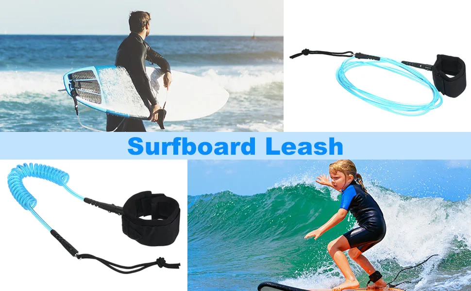 PATIKIL Surfboard Leash, Coiled Leashes with Plug Wrist String Rope for Body Board Paddle Board Black - product information 2