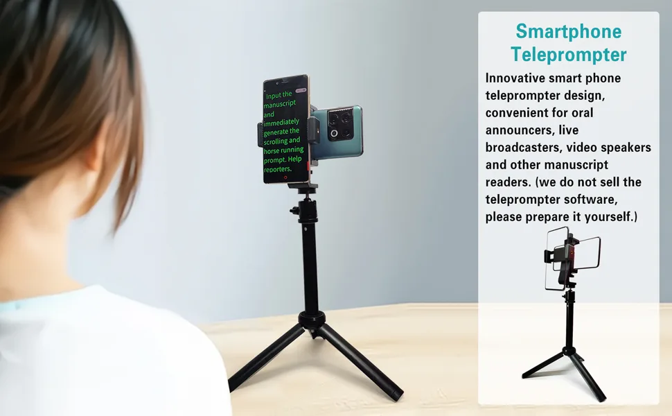 Teleprompter iPhone & Android, Double Phone Holder for Video Recording, Neewer Teleprompter Kit, The Collapsing Design Allows for Easy Storage and Transport. - Smartphone Teleprompter