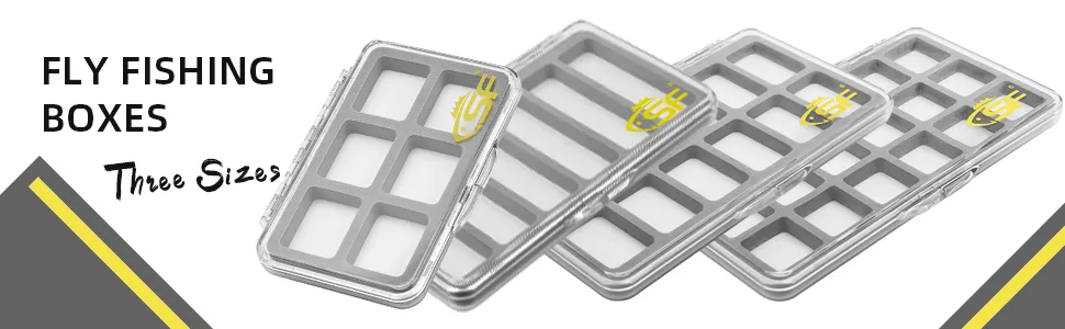 SF Slim Fly Box for Fly Fishing Super Thin Fishing Boxes Clear 18 Compartments for Fly Hooks Fly Tying Beads Clear-18 Compartments Large - fly boxes