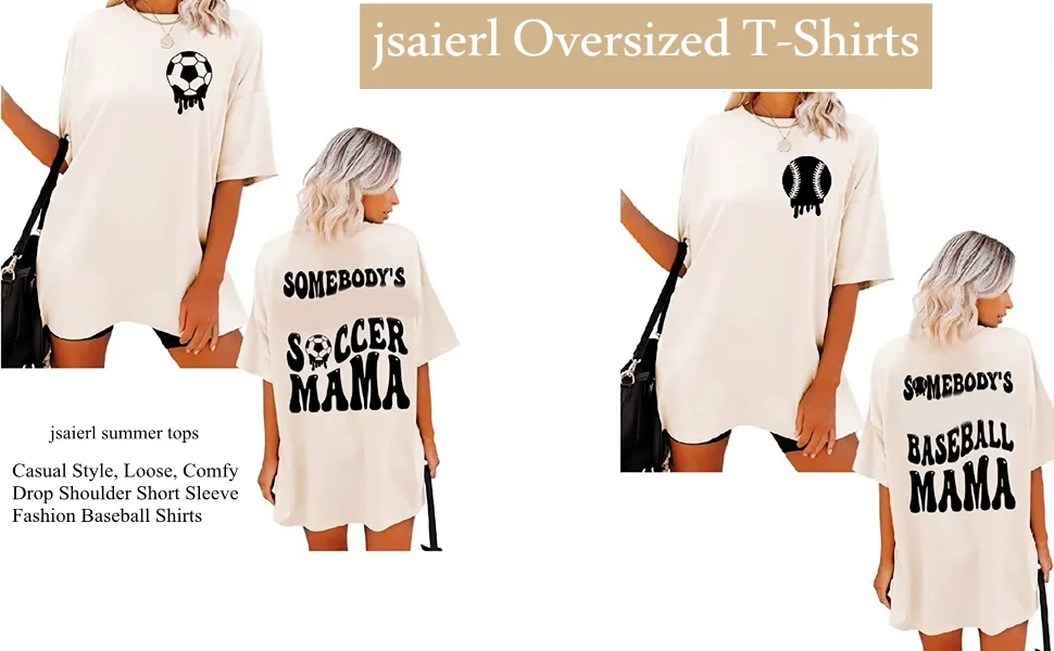 Baseball Shirts Women Baseball Graphic Tee Drop Shoulder Short Sleeve Oversized T Shirts Summer Loose Fit Casual Tops Beige-a Medium - product information 1