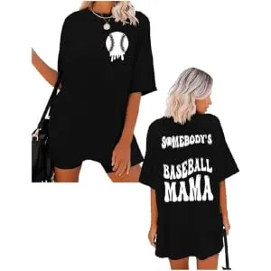 Baseball Shirts Women Baseball Graphic Tee Drop Shoulder Short Sleeve Oversized T Shirts Summer Loose Fit Casual Tops Beige-a Medium - product information 3