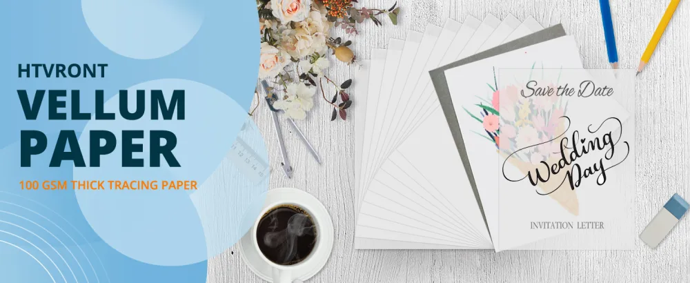 HTVRONT 50 Sheets Vellum PaperTranslucent Printable Tracing Paper for Drawing, Invitations, Printing, Sketching 8.5 X 11 - tracing vellum paper