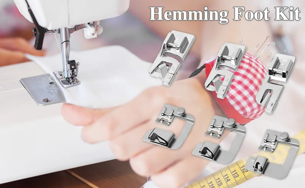 6 Pcs Rolled Hem Presser Foot, Hemming Foot Kit for Sewing Rolled Hemmer Presser Foot for Singer, Brother, Janome, Home Multifunctional Sewing Machine 6 sizes - product information 1