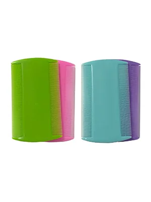 4 Pieces Multi Color Nit Double Sided Combs Plastic Head Detection Fine Tooth Head Nit Hair Combs For Pets Kids Adults English Color - comb