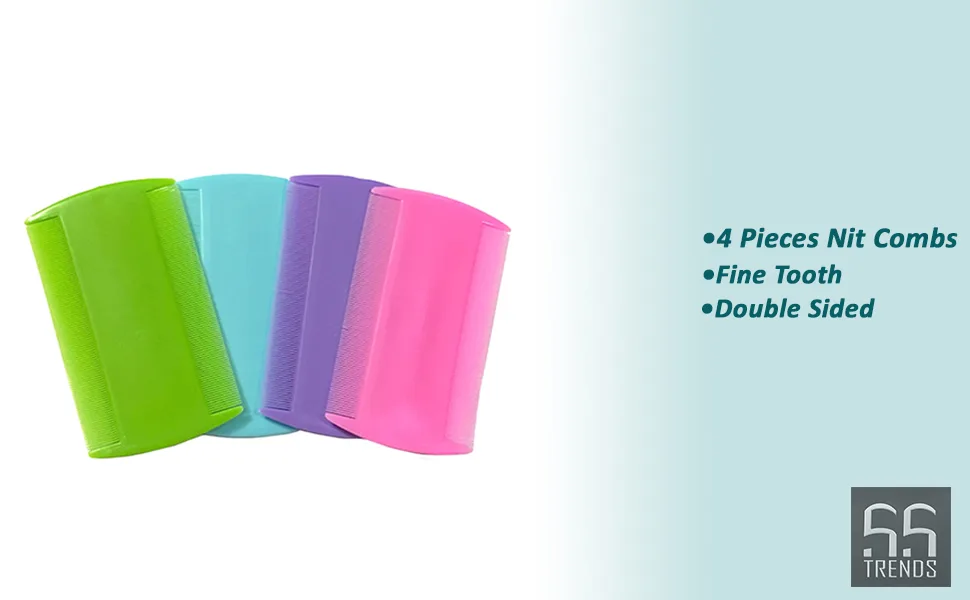 4 Pieces Multi Color Nit Double Sided Combs Plastic Head Detection Fine Tooth Head Nit Hair Combs For Pets Kids Adults English Color - product information 5