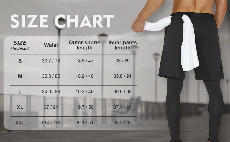 SILKWORLD Men's 2 in 1 Running Pants Compression Athletic Pants Workout Legging with Zipper Pockets Large 1-black - Mens Athletic Pants