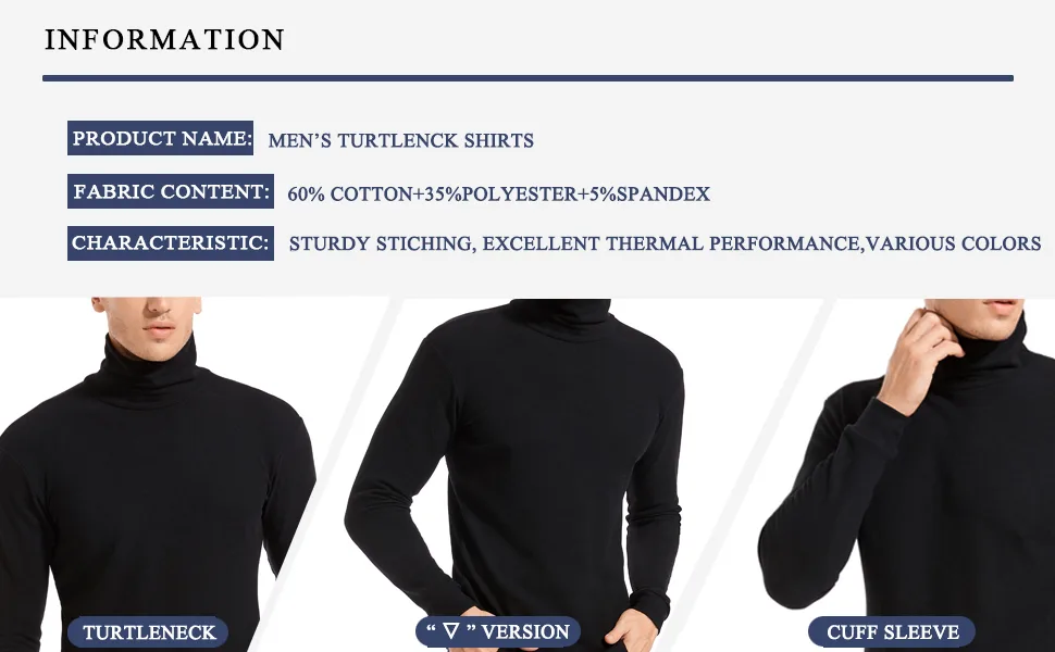 jonivey Mens Fleece Turtleneck Long Sleeve Shirts Soft Knitted Thermal Pullover Tops Pure Grey Medium - product information 22