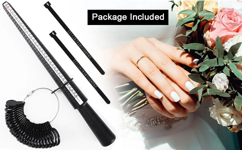Accmor Ring Size Measuring Tool with Plastic Ring Mandrel & Ring Sizer Guage, Four Size Ring Stick Jewelry Mandrel and Ring Gauge Finger Sizing for Jewelry Making Black Ring Guage - product information 20