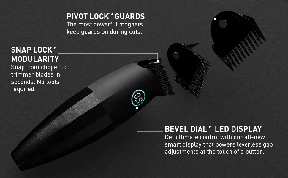 Bevel Shave Charging Stand for Bevel Trimmer and Bevel Pro, Shave Essentials - Pivot Lock Guards, Snap Lock Modularity and Bevel Dial LED Display