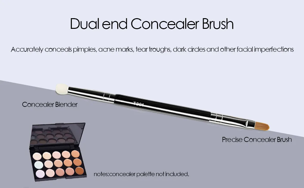 Concealer Brush MOGILAN Flat Concealer Brush Under Eye Mini Dual End Makeup Brush with Sponge Blender Stiff Tapered Synthetic Bristle for Eyebrows Eyelids Precision Concealer Blending Black - dual end concealer brush