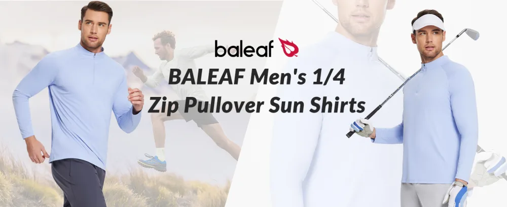 BALEAF Men's SPF Sun Shirts Long Sleeve 1/4 Zip Pullover UPF 50+ Rash Guard UV Protection Workout Golf Clothing Grey Large - product information 22