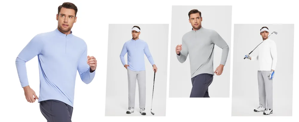 BALEAF Men's SPF Sun Shirts Long Sleeve 1/4 Zip Pullover UPF 50+ Rash Guard UV Protection Workout Golf Clothing Grey Large - product information 26