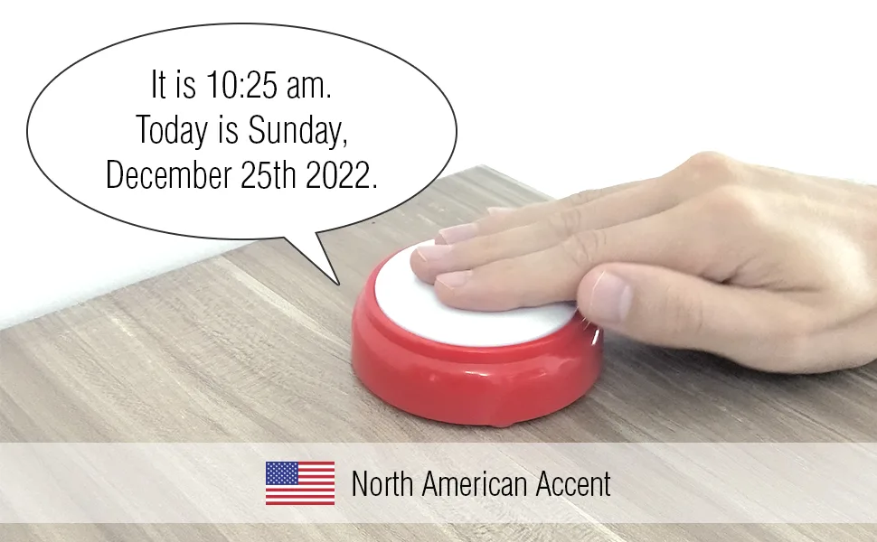 Talking Clock for The Elderly, Blind - Proper English Grammar, Neutral American Accent - Time and Date - Easy to Operate Speaking Alarm Clock - talking clock elderly blind speaking
