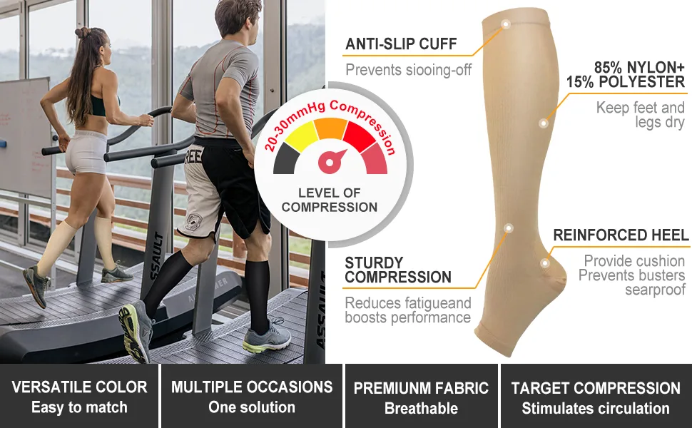 Copper Compression Socks for Women & Men Open Toe 20-30mmHg is Best Support for Circulation Recovery and All Day Wear 01 Black Large-X-Large - product information 4
